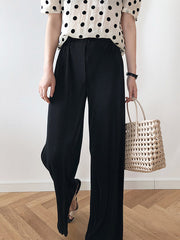 Original Solid Empire Pleats Capri-Pants