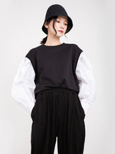 Women Stitching Round Neck Pullover Sweatshirt