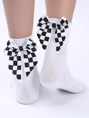 Plaid Bow-knot Decorative Socks