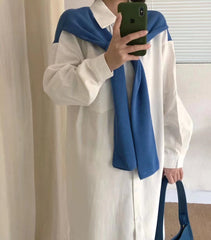 Casual Shawl Shirt Dress Single Breasted Maxi Dress