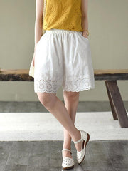 Artistic Retro Hollow Embroidered Shorts