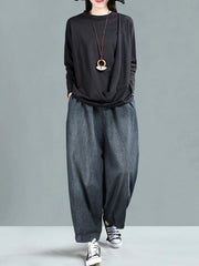 Ramie Cotton Solid Simple Shirt Top