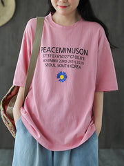 Original Flower&Letter Print T-Shirt