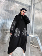 Split-Joint Stand Collar Long Dress