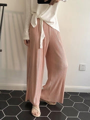 Casual Ruffled Elasticity Drape Wide Leg Pants