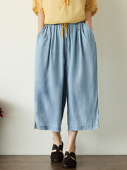 Artistic Retro Solid Wide Leg Jean Pants