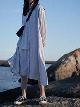 Striped Irregular Shirt Dress