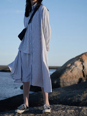 Striped Irregular Shirt Dress