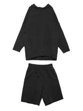 Two-Pieces Solid-Color Knitted Hoodie And Shorts Sets