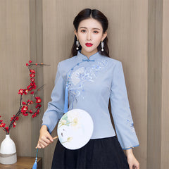 Retro Oriental Charm Embroidered Short Cheongsam Jacket