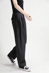 Women Solid Color Slimming Loose Wide Leg Casual Pants