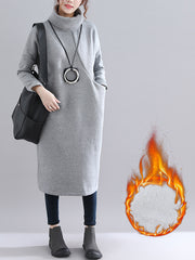 Loose Solid Color Casual Long Dress