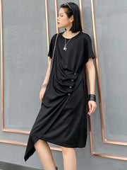 Loose Cropped Ruffled Thin Midi Dress