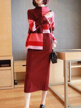 Casual Knitting High--Neck Suits