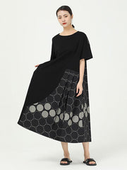 Loose Polka-Dot Split-Joint Long Dress