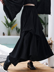 Women Solid Color High Waist Irregular Pile Skirt