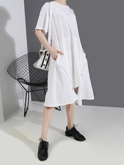 Simple Irregularity Solid Zipper Dress