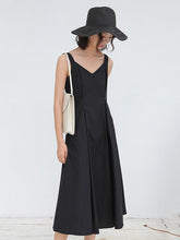 Solid Color Sleeveless A-Line V-Neck Dress