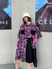 Workwear Camouflage Washed Waist Slim Straight Leg Jumpsuit