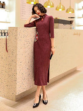 Improved Split-Side Knitting Long Cheongsams