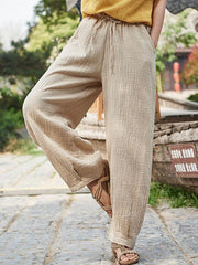 Loose Retro Lace-up Pants