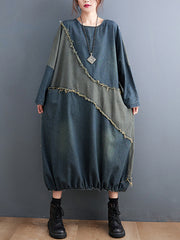 Collision Color Splicing Loose Midi Dress