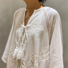 V-neck Solid Color Hollow Loose Casual Dress