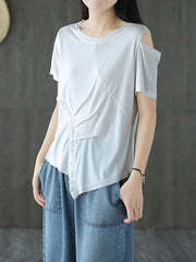 Original Solid Irregularity T-Shirts Tops