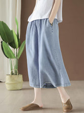 Vintage Elastic Waist Design Wide Leg Pants