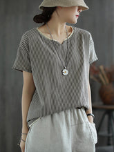 Artistic Retro Stripe T-Shirts Tops