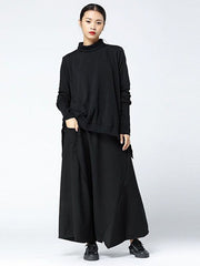 Mid-Rise Solid Color Crotch Flared Pants