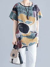 Vintage Round Neck Short Sleeve Printed Loose T-Shirt