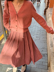 Urban Solid Color Pleated A-Line Skirt