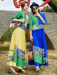 Ethnic Embroidered Shirt With Mesh Patch Tassel Skirt Suit