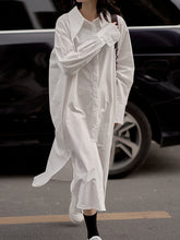 Women Solid Color Simple Long Sleeve Shirt Dress