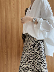 Solid Color Simple Long Sleeve V-Neck Shirt
