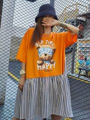 Round Neck Hip Hop Short Sleeve Dress