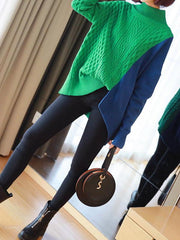 Loose Split-Joint Color Knitting Sweater