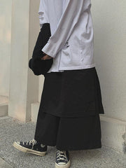 Black Cropped Wide Leg Culottes Pants