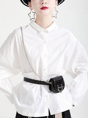 Women Irregular Lapel Long Sleeve Shirt