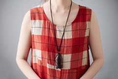 Ethnic Style Color Matching Loose Sleeveless Dress