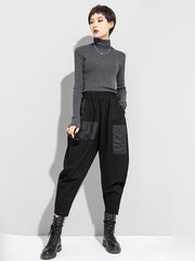 Original Asymmetric Split-Joint Patch Pocket Harem Pants