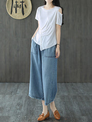 Original Solid Irregularity T-Shirts Tops