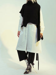 High Neck Shawl Sweater Long Shirt Dress Two-Piece Suit