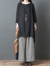 Solid Split-joint Round-neck Short Shirt Dress