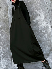 Retro Solid Color Strap Slimming Dress