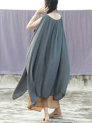 Loose Solid Color Comfortable Cropped Dress