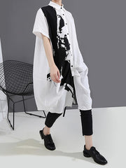 Original Printed Lapel Shirt Dress