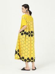 Loose Polka-Dot Split-Joint Long Dress
