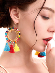 Bohemian Rattan Tassel Earrings